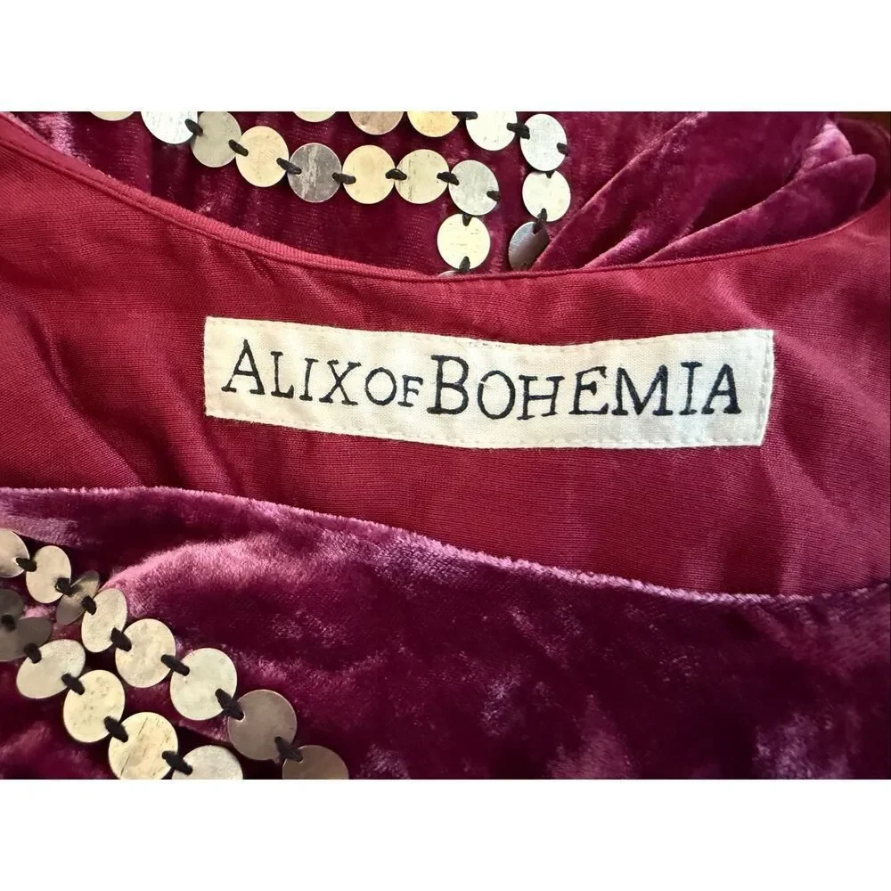 Alix of Bohemia Adele Plum Velvet Dress Size Small - Picture 15 of 16